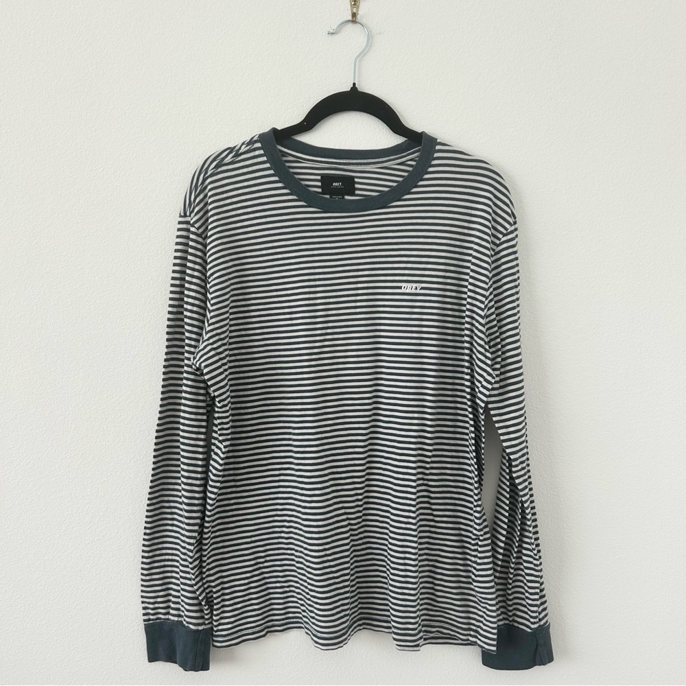 Obey Navy Striped Long Sleeve Tee